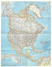 1964-4 April North America Us Canada Mexico National Geographic Map Euc - A3 