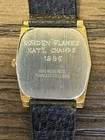 Vintage Helbros Quartz S Gold Tone Rectangle Watch Black Leather Date Indicator