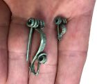 Early Iron Age Pair Of Ancient Italic Bronze Fibula  8th-6th Cent Bc   Patina   