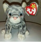 Ty Beanie Baby - Silver The Gray Tabby Cat  8 Inch  New Mwmts Stuffed Animal Toy
