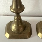 Antique 19th Century 11 In  Push-up Brass Candlestick Holders Set Of 2  England