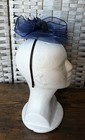 Womens Fascinator Hat Navy Blue Cocktail Party Wedding Church Derby Headpiece