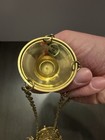 Antique Made In India Hanging Brass Censer Or Candle Holder 24    Tall