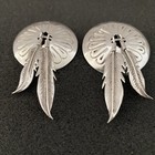 Vintage Native American Style Sterling Silver Concho Feather Earrings Approx 12g
