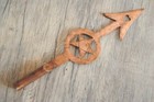 Vintage Copper Lightning Son Star Arrow Burst Weathervane Finial Top Spike Rod