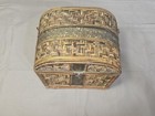 Vintage Hinged Dome Top Treasure Chest Trunk Box Metal Accents Handles