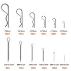 250pcs Cotter Pin Hairpin R Clips Assortment Kit  12 Sizes Zinc Plated Steel    