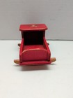 Vtg Handcrafted Red Wooden Baby Dollhouse Rocking Crib Cradle Bed 5  X 4  X 3  
