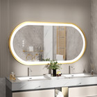 Gold Led Bathroom Mirror With Lights Hd Makeup Vanity Mirrors Anti Fog Ul Listed