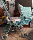 Vintage 1990 s Graco Elite Doll Baby Cat Stroller Prop Display Chrome Blue