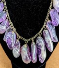 Polished Amethyst Necklace 18  Raw Pieces Statement Vintage Estate Find 