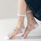 Women Mesh Fishnet Lace Ruffle Socks Sheer Silky Glitter Short Ankle Stockings