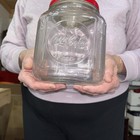 Vintage Coca Cola Soda Cookie Candh Jar Clear Glass Red Plastic Lid 7 x 5 5   80 s