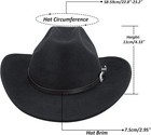 Womens Western-cowboy-hats Classic Felt-hats - Rodeo Wide-brim-cowgirl Black 