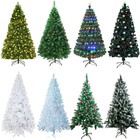 4 5 6 7ft Christmas Tree Led Lights snow Flocked pre Lit Fibre Optic Bushy Decor