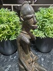 Tribal Art Benin Ancient Bronze Figure With Child Statue   African Folk Art  