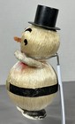 Vintage Japan Satin Snowman Figure W  Hat Broom Red Bow Holiday Decor 6 