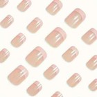 Elegant French Pearl Gloss Press On Nails - 24pcs Pink Square Short False Nail