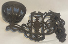 Early Pair Of Antique Victorian Cast-iron Oil Lamp Wall Sconces Brackets