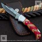 Handmade Back Lock Damascus Steel Pocket Folding Knife 6 5 Inch Wood Handle