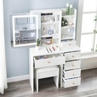 6 Drawers Makeup Table Vanity Dressing Desk Set With Mirror Led Lights And Stool