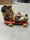 Vintage 1940s Fisher Price Mickey Mouse Train Wooden Child s Pull Toy No  485