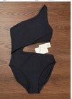Tory Burch One Shoulder Cut Out One Piece Swimsuit Black Nwt Size S Spf50