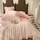 Bedding Set 4 Pcs 3d Carved Milk Velvet Double-layer Lace Duvet Cover Bed Cover