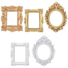 5 Pcs Miniature Picture Frames Vintage Dollhouse Photo Frames With Carved Golden