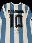 Diego Maradona Signed Argentina Pro Style Soccer Jersey Coa