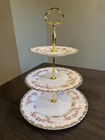 Royal Albert Dimity Roses 3- Tier Cake Dessert Stand England