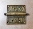 One Antique Hopkins Dickinson Brass Bronze 5 X 5 Door Hinge Ornate Basket Weave