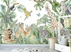 Jungle Wall Mural Photo Wallpaper Children Kids Room Nursery Watercolor Animals