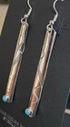 Navajo Stamped Sterling Silver    Turquoise Dangle Earrings