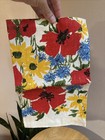 Vintage Linen Dish Kitchen Towel Mod Red Yellow Flowers Unused Floral