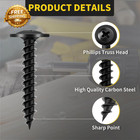 Wood Screws 1 Inch  110 Pcs  Premium Phillips Truss Head Black Wood Screws