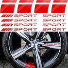 4pcs Red Wheels Rims Sport Racing Decal Stripes Stickers Emblem Bumper Race