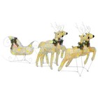 Vidaxl Reindeer And Sleigh Christmas Decoration Set Of 4 Gold Mesh  Metal