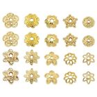 100x 10 Styles Golden Flower Bead End Caps Spacer Beads For Diy Jewelry Making
