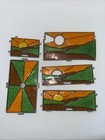 Lot Of 5 Sunrise   Sunset Stained Glass Panel - Suncatcher Incomplete Vintage