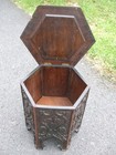 Antique Liberty Moorish Carved Oak Lamp Table Storage Box  Arts   Crafts Period
