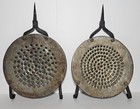 Four Antique Hand Wrought Iron Fireplace Trivets Hanging Pierced 