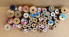 52 Vintage Wooden Sewing Thread Spools     Mixed Brands Colors     Antique Craft Lot