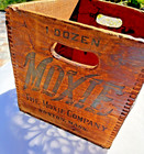 Antique Wooden Moxie  Drink Soda Pop Crate 1 Dozen  15x12x11