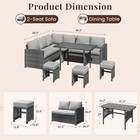 7 Pieces Outdoor Furniture Set Patio Wicker Rattan Sectional Sofa W  Table