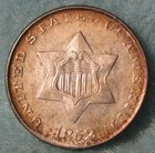 1852 Type 1 Three Cent Silver Au-uncirculated Light Album Toning   Us Coin  613