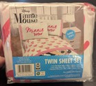 Disney Twin Sheet Set Pillowcase Minnie Mouse Bedding Pink White New In Package