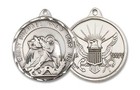 Large Sterling Silver St Saint Michael Navy Medal Pendant Necklace W  Chain