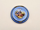 Austrian Sterling Silver Compact W enamel Courting Scene   Guilloche Dble Sided