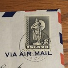 Vtg 1949 Registered Airmail Postal Cover Reykjavik Iceland Scott 229 Stamp